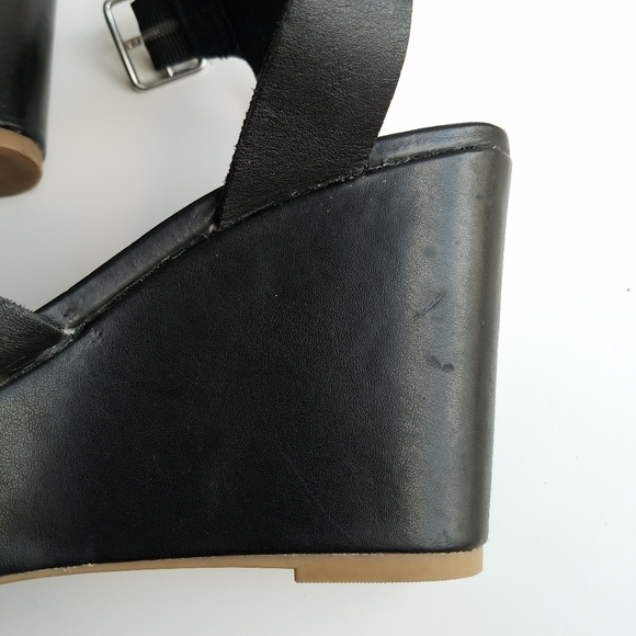 Gap black leather platform wedge sandals - Picture 8 of 12